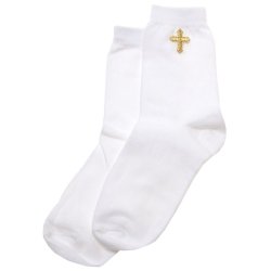 Boys Communion White Socks With A Gold Cross