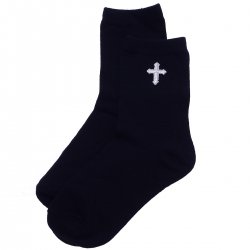 Boys Navy Communion Socks Silver Cross