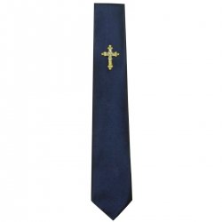 Boys Navy Communion Tie with a Chalice Cross