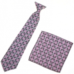 3 To 6 Years Boys Clip on Tie Pink And Black Pattern