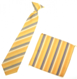 3 To 6 Years Boys Tie Gold And Grey Stripes