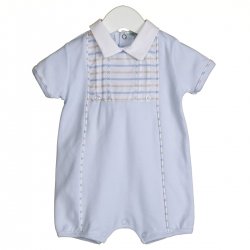 Blues Baby Boys Romper Decorated By Blue White Caramel Stripes