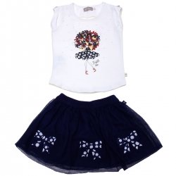 Sale Spring Summer Spanish Boboli White Top Navy Skirt Outfit