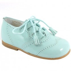 Boys Blue Patent Brogue Shoes With Tassels