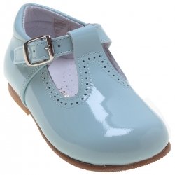 Toddlers Baby Blue Patent T Bar Shoes