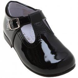 Toddlers Black Patent T Bar Shoes