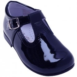 Toddlers Navy Patent T Bar Shoes
