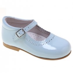 Toddler Girls Baby Blue Patent  Mary Jane Shoes Scallop Edge