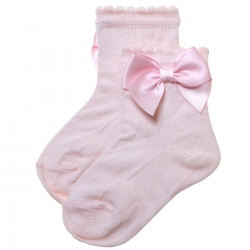 Pink Colour Bow Socks For Babies And Toddlers Girls