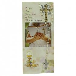 Dear Granddaughter First Communion Card With Pearl Rosary