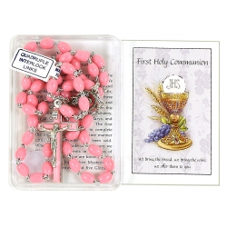First Holy Communion Pink Rosary in Gift Box