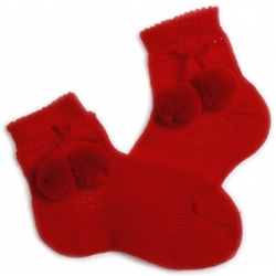 Red pom pom socks