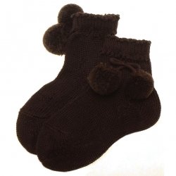 Pom pom socks in dark brown