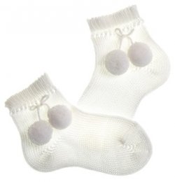High Quality Pom Pom Socks In White By Condor
