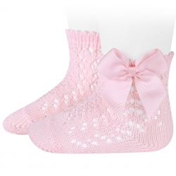 Openwork Ankle High Pink Bow Socks by Condor