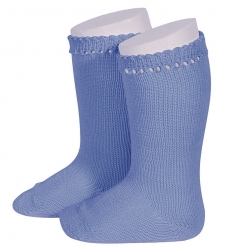 Condor Openwork Cuff Azul Blue Knee High Socks