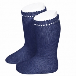 Condor Openwork Cuff Navy Blue Knee High Socks