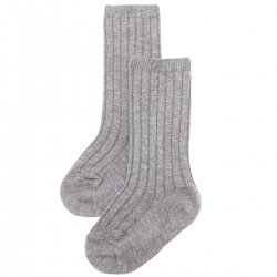Light Grey  Or Ice Grey Knee High Ribbed Socks In Grey For Boys And Girls