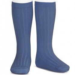 French Blue Knee High Ribbed Socks For Boys And Girls Spanish Socks  By Condor