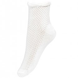 Girls Summer Dress Socks In White With Braided Pattern Trim