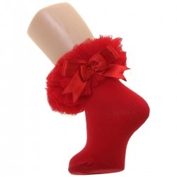 Baby Girls Red Lace Tutu Bow Socks