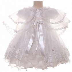 Elaborately Embroidered Girls Christening Dress with Bonnet and Ponch