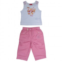 ELLE Baby Girls White Top Pink Trousers Set