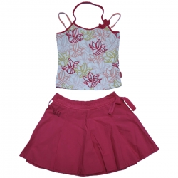 ELLE Girls IVory Red Top Red Skirt Set