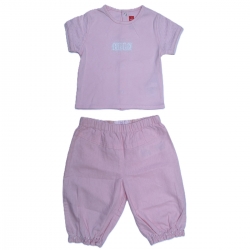 ELLE Baby Girls Pink Top Pink Linen Trousers Set