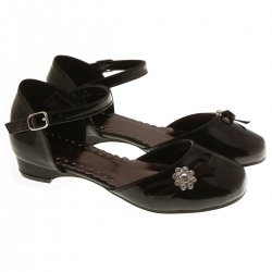 Diamantes Infant And Junior Girls Black Party Shoes