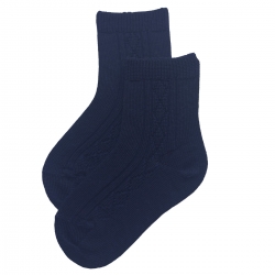 Spanish Dorian Gray Boys Navy Ankle Socks Diamonds Pattern