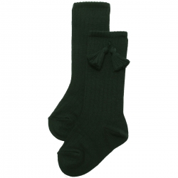 Bottle Green Knee High Ribbed Socks With Tassels For Boys And Girls