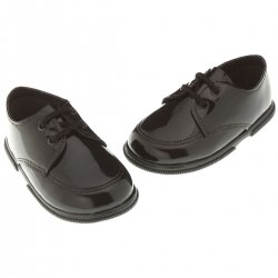 Lace up baby And toddler boys black patent shoes for special occasions