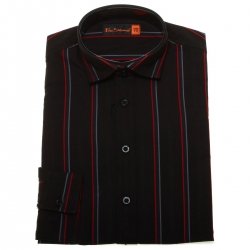 Ben Sherman boys party shirt in black with red stripes