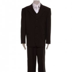 Premium quality boys black pinstripe suit