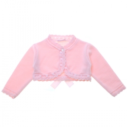 Baby Girls Pink Bolero Decorated By Ribbon And Bow