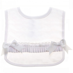 Baby Girls White Bib With White Bows In Soft Cotton