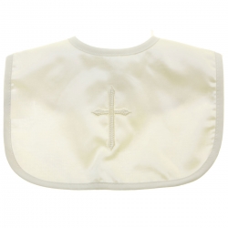 Large Ivory Bib With a Cross For Boys And Girls