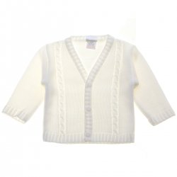 Baby Boys White Cardigan Cable Twist Pattern