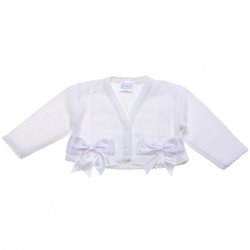 Baby Girls Double Bows White Cardigan