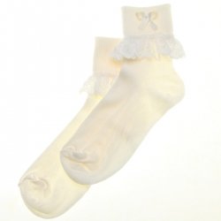 Floral Lace Baby Girls Ivory Socks With Bow