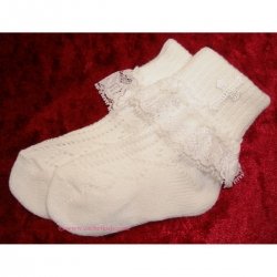 Baby girls christening socks with a cross white