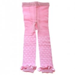 6120 Baby Girls Foot Less Tights In Pink White Polka Dots