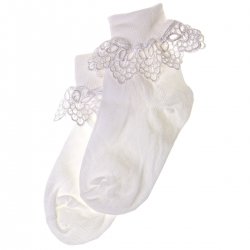 Guipure Lace Girls White Frilly Lace Socks