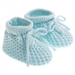 Newborn baby soft knitted booties in blue