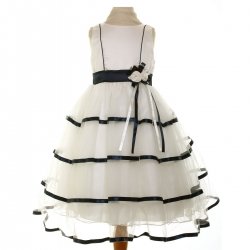 Special Occasions Girls Dress In Ivory And Navy
