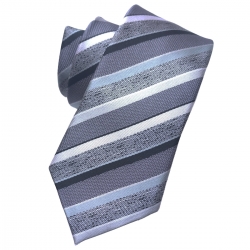 Boys Fashion Tie In Grey Pale Blue Stripes For 3 To 15 Years