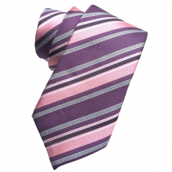 Boys Fashion Tie In Purple Pink Stripes For 4 To 7 Years