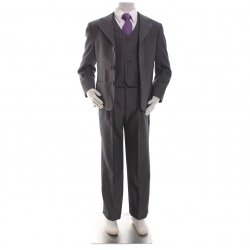Boys grey pinstripe three piece suit