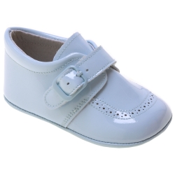 Blue Patent Baby Boy Pram Shoes Velcro Buckle